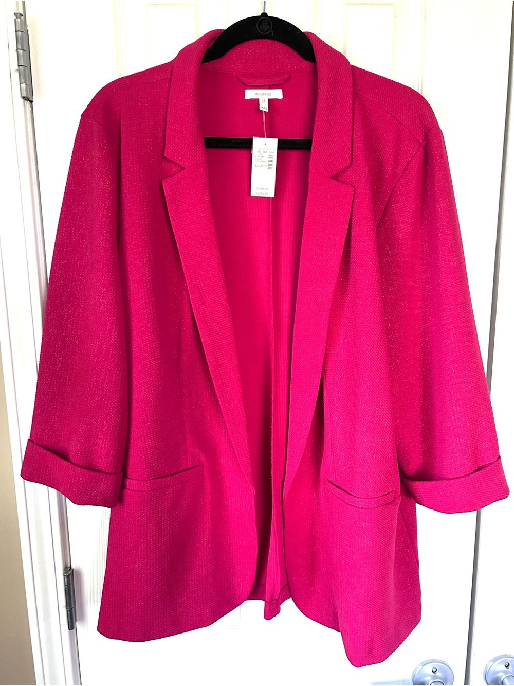 Maurices Hot Pink Open Front Blazer XXL NWT